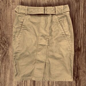 LOFT Ann Taylor Dark Tan Kahki Belted Pencil Skirt with Cargo Style